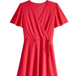 Ashley Graham Beyond Plus Size Faux Wrap Red Dress